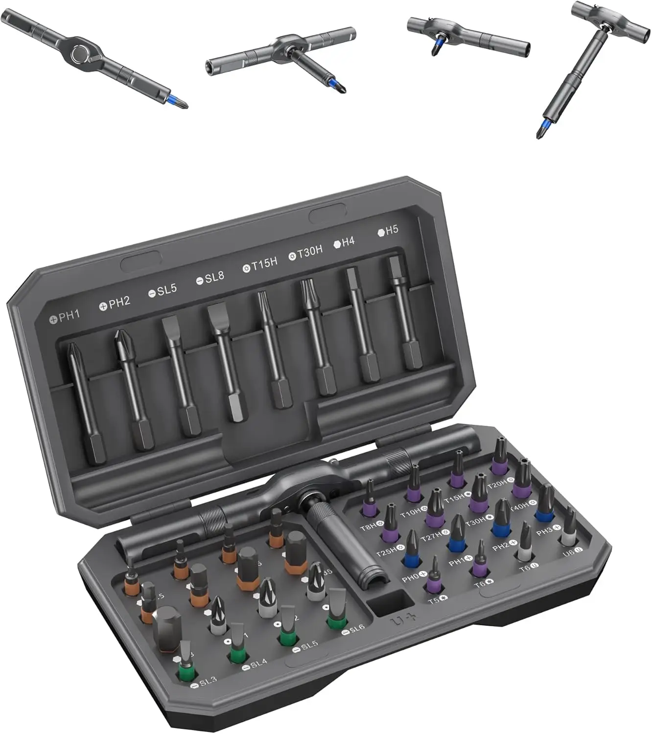 42-in-1 Ratchet Screwdriver Set, S2 Steel Bits, Magnetic, Detachable Handle, Portable Case for Home, Computer, Bicycle, Electronics Repair