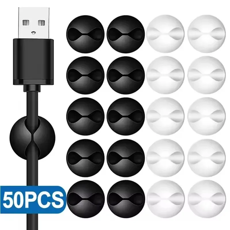 5/50Pcs Mini Cable Organizer Silicone USB Cable Winder Management Clips for Mouse Keyboard Earphone Headset Wire Holders