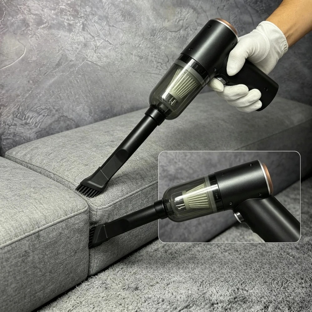 1set High suction portable car mini vacuum cleaner, USB charging 3-in-1 dual-purpose handheld dust collector suitable for cleaning car interiors, keyboards, sofas, pet hair, desks, and home offices