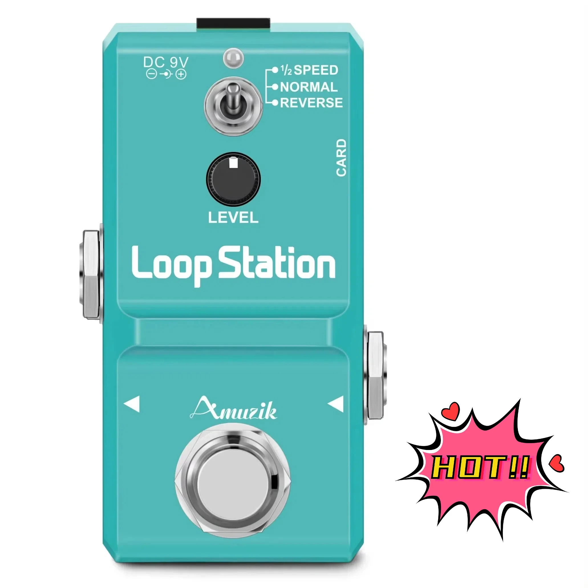 Amuzik Guitar Bass Keyboard Rhythm Looper Pedal Effect Loop Station Unlimited Overdub 10 Minutes Recording Memory Card Supported